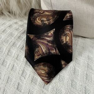 Vintage Christian Dior Men's Tie Necktie Designer 100% Silk Black Purple Gold